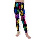 Colorful flowers on a black background pattern                                                          Kids  Lightweight Velour Leggings