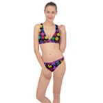 Colorful flowers on a black background pattern                                                            Classic Banded Bikini Set
