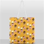 Ice cream on an orange background pattern                                                         Full Print Rope Handle Tote (Large)