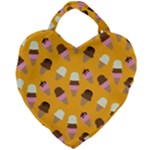 Ice cream on an orange background pattern                                                             Giant Heart Shaped Tote