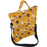 Ice cream on an orange background pattern                                                             Fold Over Handle Tote Bag