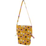 Ice cream on an orange background pattern                                                             Folding Shoulder Bag