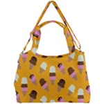 Ice cream on an orange background pattern                                                          Double Compartment Shoulder Bag