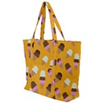 Ice cream on an orange background pattern                                                         Zip Up Canvas Bag