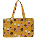 Ice cream on an orange background pattern                                                          Canvas Work Bag