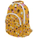 Ice cream on an orange background pattern                                                          Rounded Multi Pocket Backpack