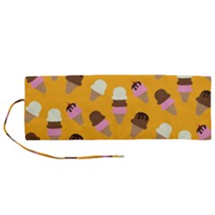Ice cream on an orange background pattern                                                          Roll Up Canvas Pencil Holder (M) from ArtsNow.com