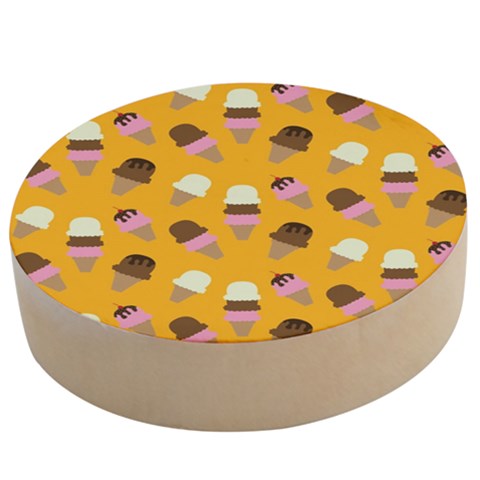 Ice cream on an orange background pattern                                                          Wooden Bottle Opener (Round) from ArtsNow.com