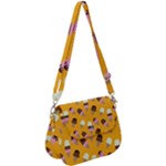 Ice cream on an orange background pattern                                                        Saddle Handbag