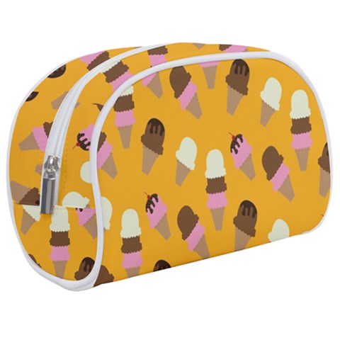 Ice cream on an orange background pattern                                                        Makeup Case (Medium) from ArtsNow.com