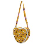 Ice cream on an orange background pattern                                                         Heart Shoulder Bag