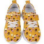 Ice cream on an orange background pattern                                                          Kids  Velcro Strap Shoes