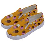 Ice cream on an orange background pattern                                                            Kids  Canvas Slip Ons