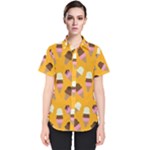 Ice cream on an orange background pattern                                                             Women s Short Sleeve Shirt