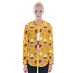Ice cream on an orange background pattern                                                             Women Long Sleeve Shirt