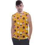 Ice cream on an orange background pattern                                                           Men s Regular Tank Top