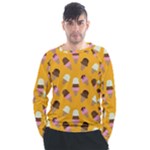 Ice cream on an orange background pattern                                                           Men s Long Sleeve Raglan Tee