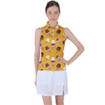 Ice cream on an orange background pattern                                                            Women’s Sleeveless Polo