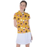 Ice cream on an orange background pattern                                                            Women s Polo Tee
