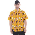 Ice cream on an orange background pattern                                                           Men s Short Sleeve Shirt