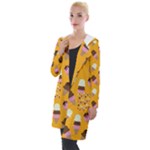 Ice cream on an orange background pattern                                                            Hooded Pocket Cardigan
