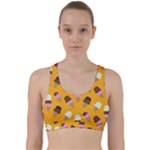 Ice cream on an orange background pattern                                                                Back Weave Sports Bra