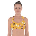Ice cream on an orange background pattern                                                                  Cross Back Sports Bra