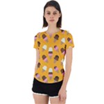 Ice cream on an orange background pattern                                                             Back Cut Out Sport Tee