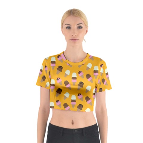 Ice cream on an orange background pattern                                                             Cotton Crop Top from ArtsNow.com