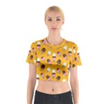 Ice cream on an orange background pattern                                                             Cotton Crop Top