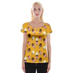 Ice cream on an orange background pattern                                                             Women s Cap Sleeve Top