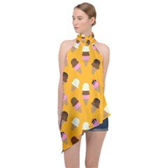 Halter Asymmetric Satin Top 