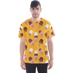 Ice cream on an orange background pattern                                                             Men s Sport Mesh Tee