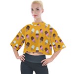 Ice cream on an orange background pattern                                                           Mock Neck Tee