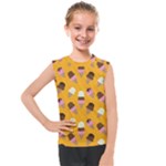 Ice cream on an orange background pattern                                                             Kids  Mesh Tank Top