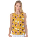 Ice cream on an orange background pattern                                                             Women s Basketball Tank Top