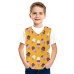 Ice cream on an orange background pattern                                                                 Kids  Basketball Tank Top