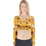 Ice cream on an orange background pattern                                                             Long Sleeve Crop Top