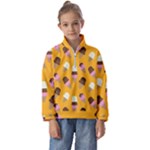 Ice cream on an orange background pattern                        Kids  Half Zip Hoodie