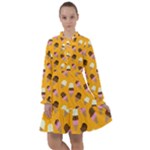 Ice cream on an orange background pattern                                                               All Frills Chiffon Dress