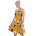 Ice cream on an orange background pattern                                                               Knee Length Skater Dress