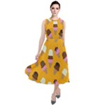 Ice cream on an orange background pattern                                                                Round Neck Boho Dress