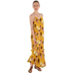 Ice cream on an orange background pattern                                                                Cami Maxi Ruffle Chiffon Dress
