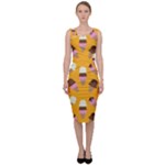 Ice cream on an orange background pattern                                                               Sleeveless Pencil Dress