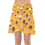 Ice cream on an orange background pattern                                                                Wrap Front Skirt
