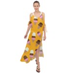 Ice cream on an orange background pattern                                                               Maxi Chiffon Cover Up Dress