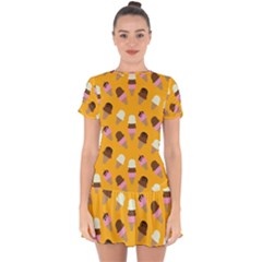 Drop Hem Mini Chiffon Dress 