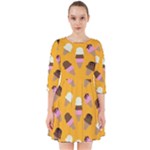 Ice cream on an orange background pattern                                                           Smock Dress