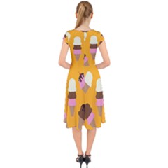 Cap Sleeve Front Wrap Midi Dress 