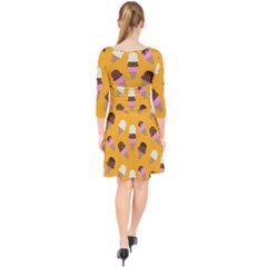 Quarter Sleeve Front Wrap Dress 